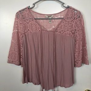 Blush Pink Flowy Boho Peasant Poet Blouse